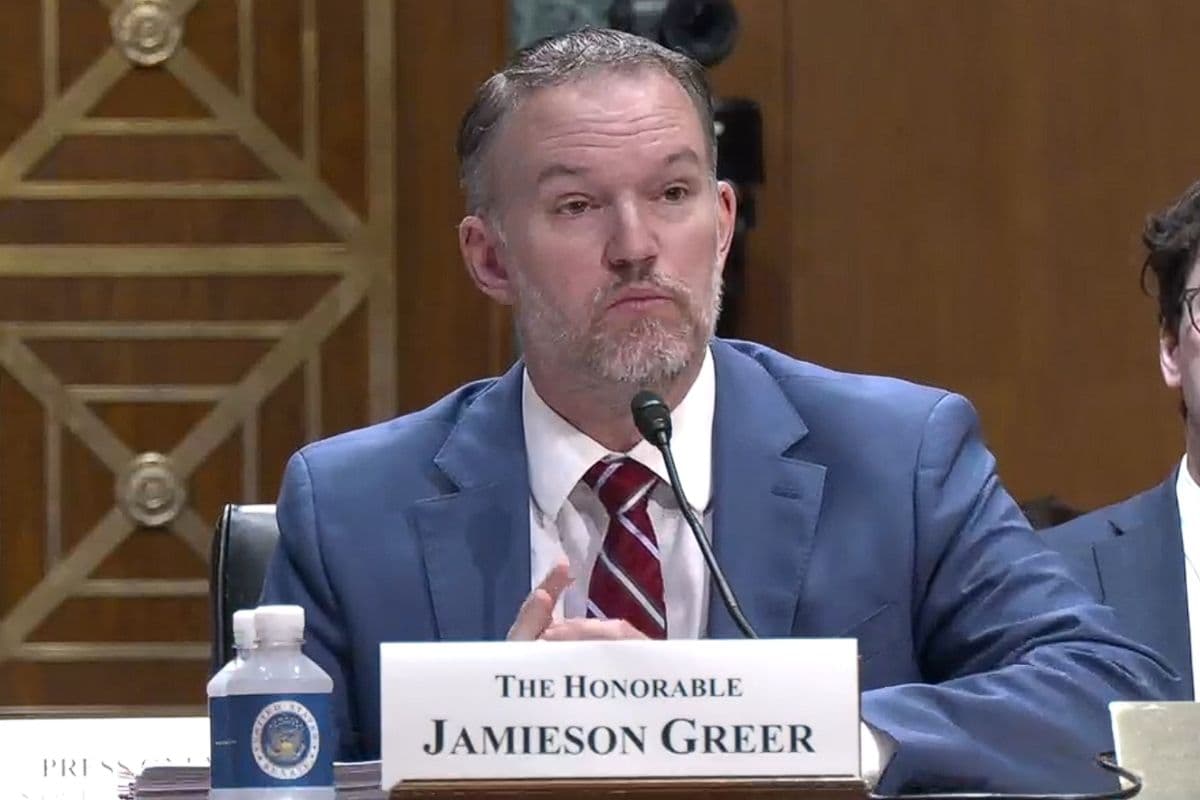 Trade Representative  Jamieson Greer testifies to the Senate Finance Committee on July 22, 2026.