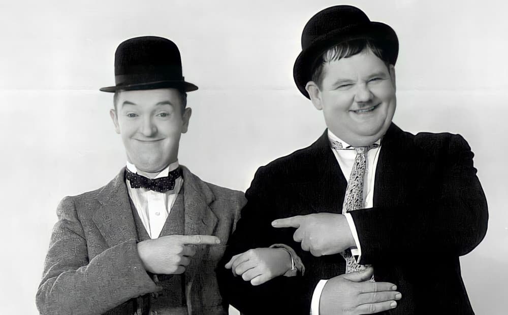 Stan Laurel and Oliver Hardy.