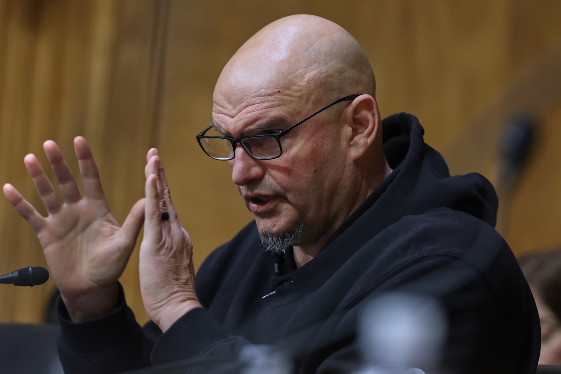Senator John Fetterman speaks during a Senate Homeland Committee hearing on Capitol Hill,  February 12, 2026.