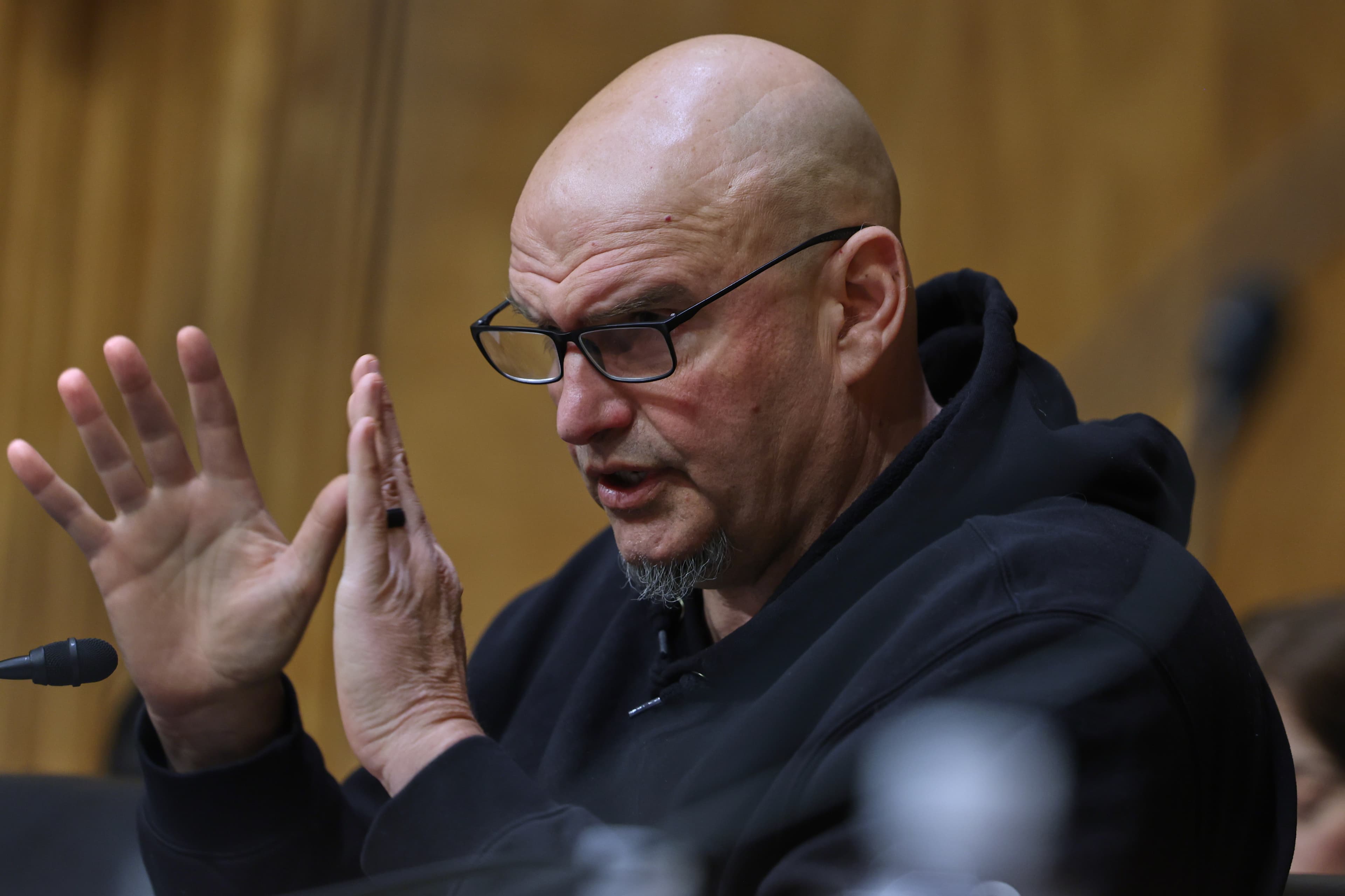 Senator John Fetterman speaks during a Senate Homeland Committee hearing on Capitol Hill,  February 12, 2026.
