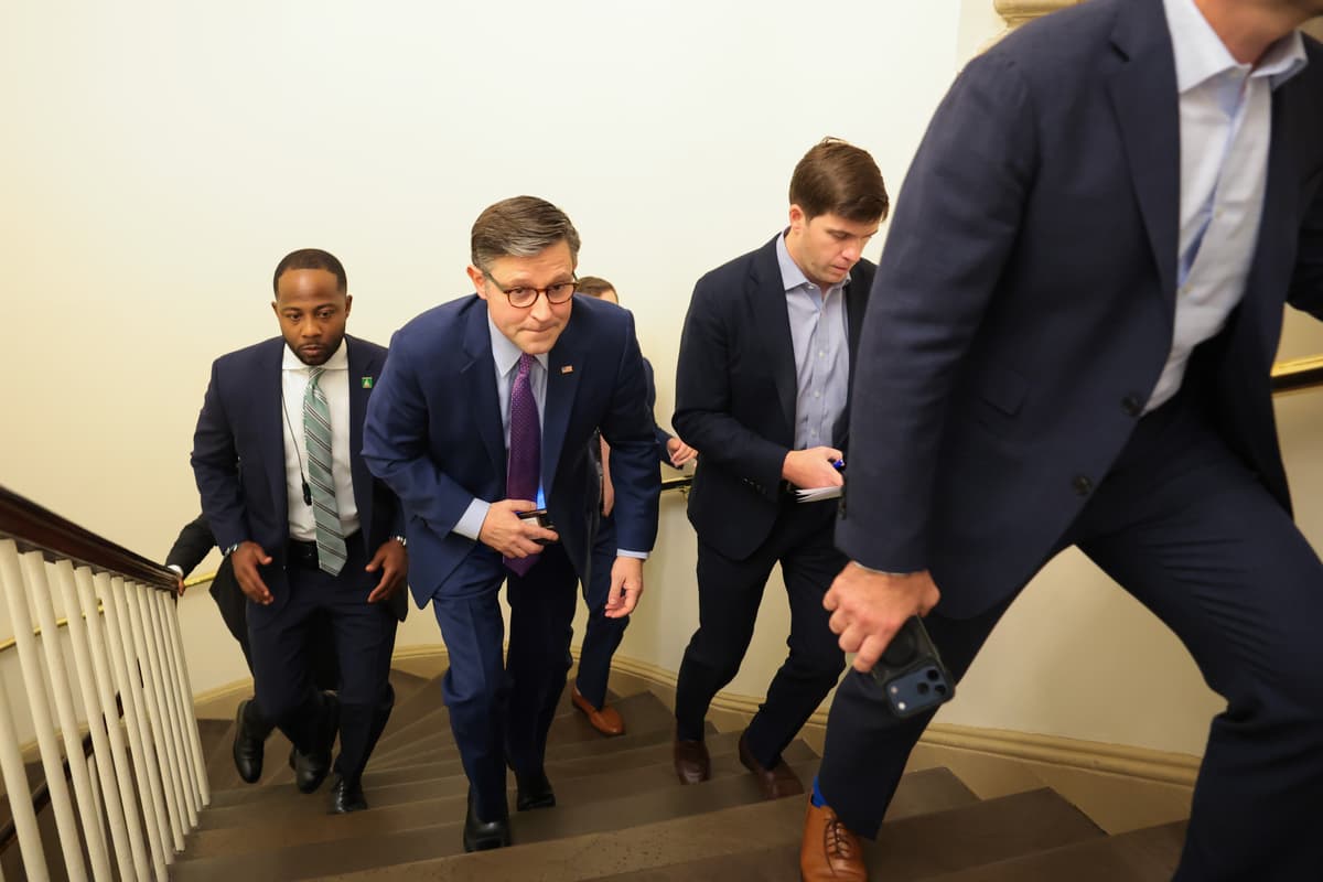 Anna Moneymaker/Getty Images Speaker of the House Mike Johnson enters the Capitol on July 20, 2026.