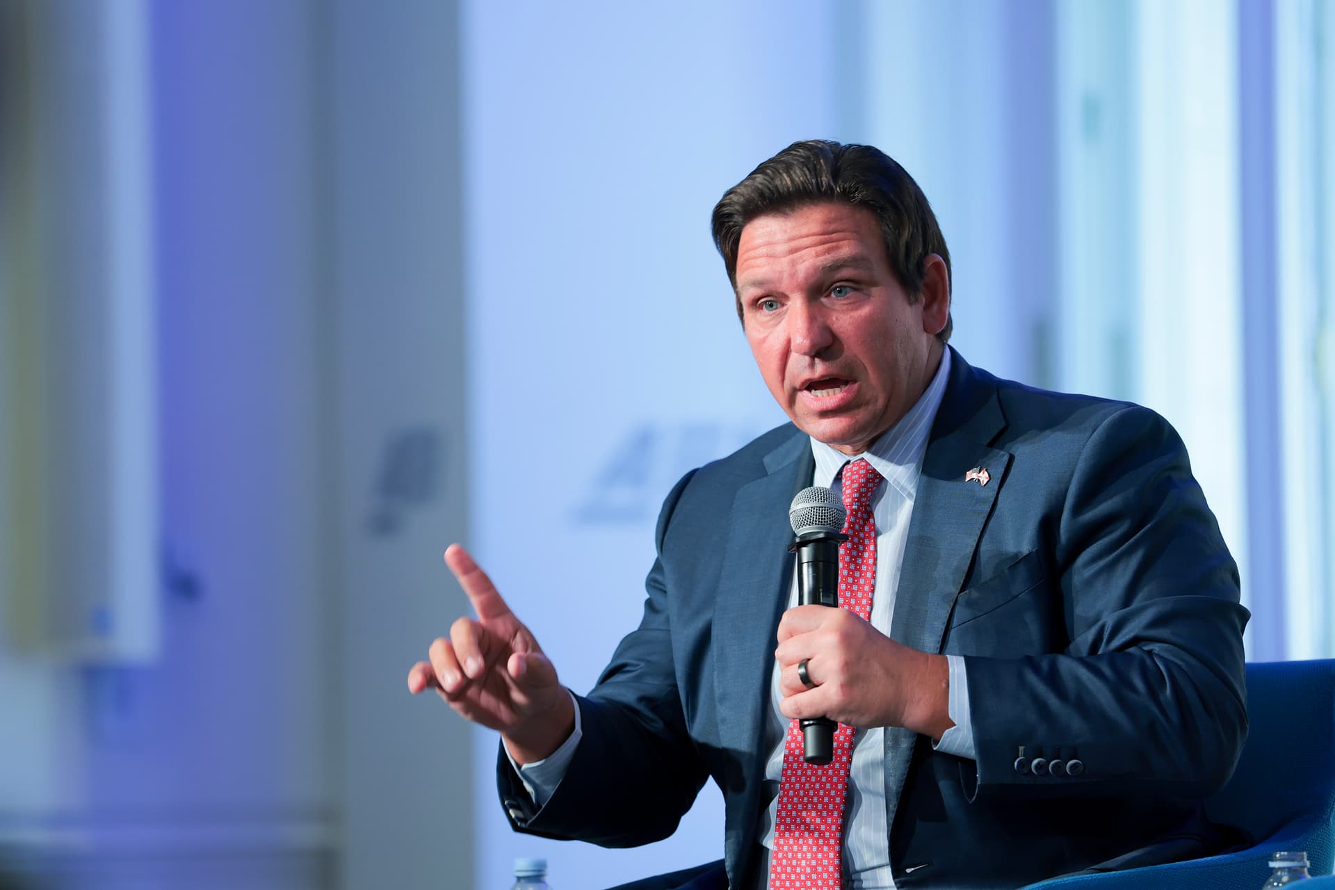 Governor Ron DeSantis of Florida speaks at the American Enterprise Institute for Public Policy Research at Washington, D.C., on June 3, 2026.