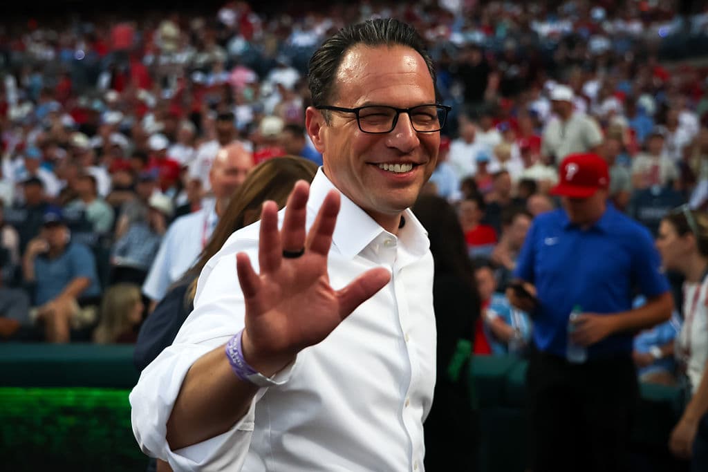 Governor Josh Shapiro waves during the 2026 Home Run Derby on July 13, 2026 at Philadelphia, Pennsylvania. 