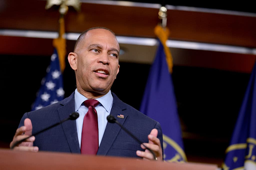 House Minority Leader Hakeem Jeffries speaks during a news conference  on July 23, 2026 at Washington, DC. 