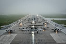 Aircraft line up during a readiness drill at Osan Air Base at Pyeongtaek, South Korea, on May 9, 2016. 