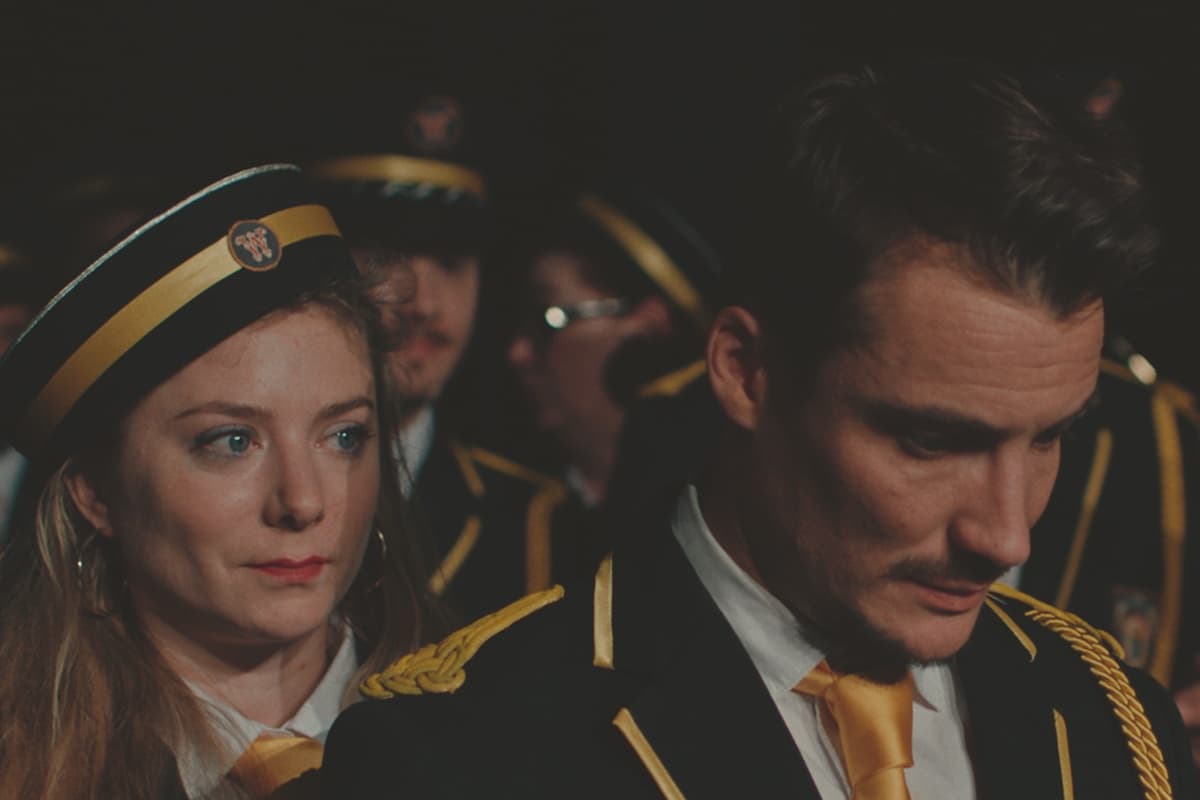 Sarah Suco and Pierre Lottin in ’The Marching Band.’ 