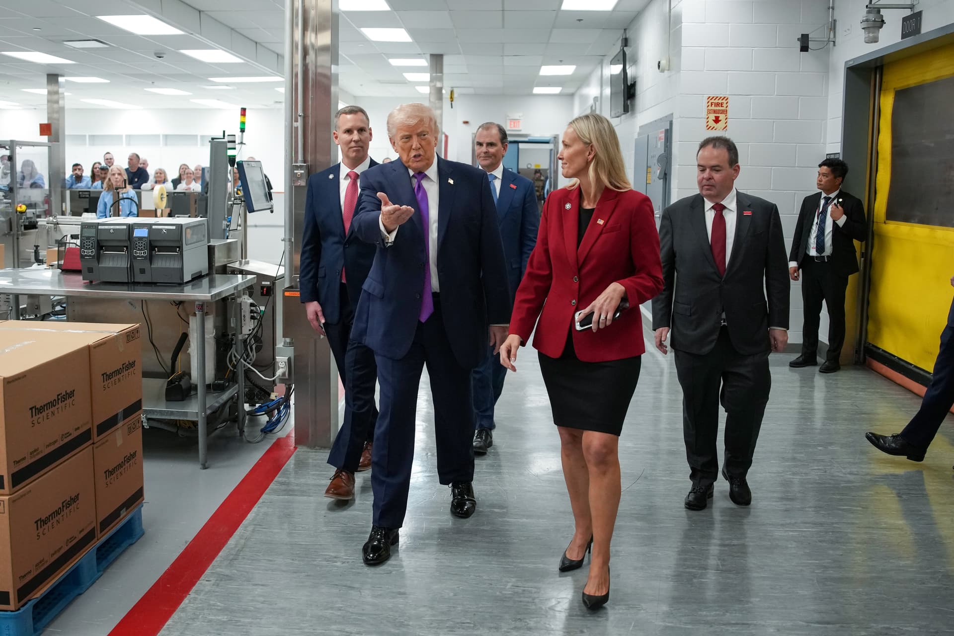 President Trump tours a Thermo Fisher Scientific facility at Reading, Ohio, on March 11, 2026.
