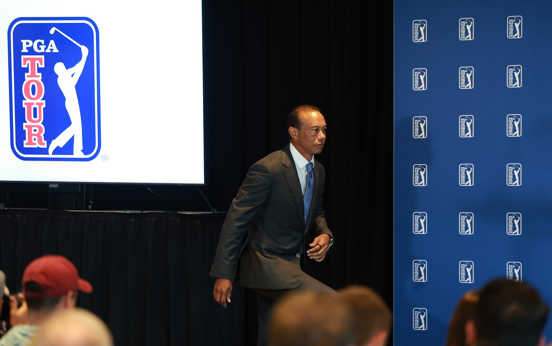 Tiger Woods is pictured during a PGA Tour Press Conference prior to the Travelers Championship 2026 at TPC River Highlands on June 23, 2026 at Cromwell, Connecticut.
