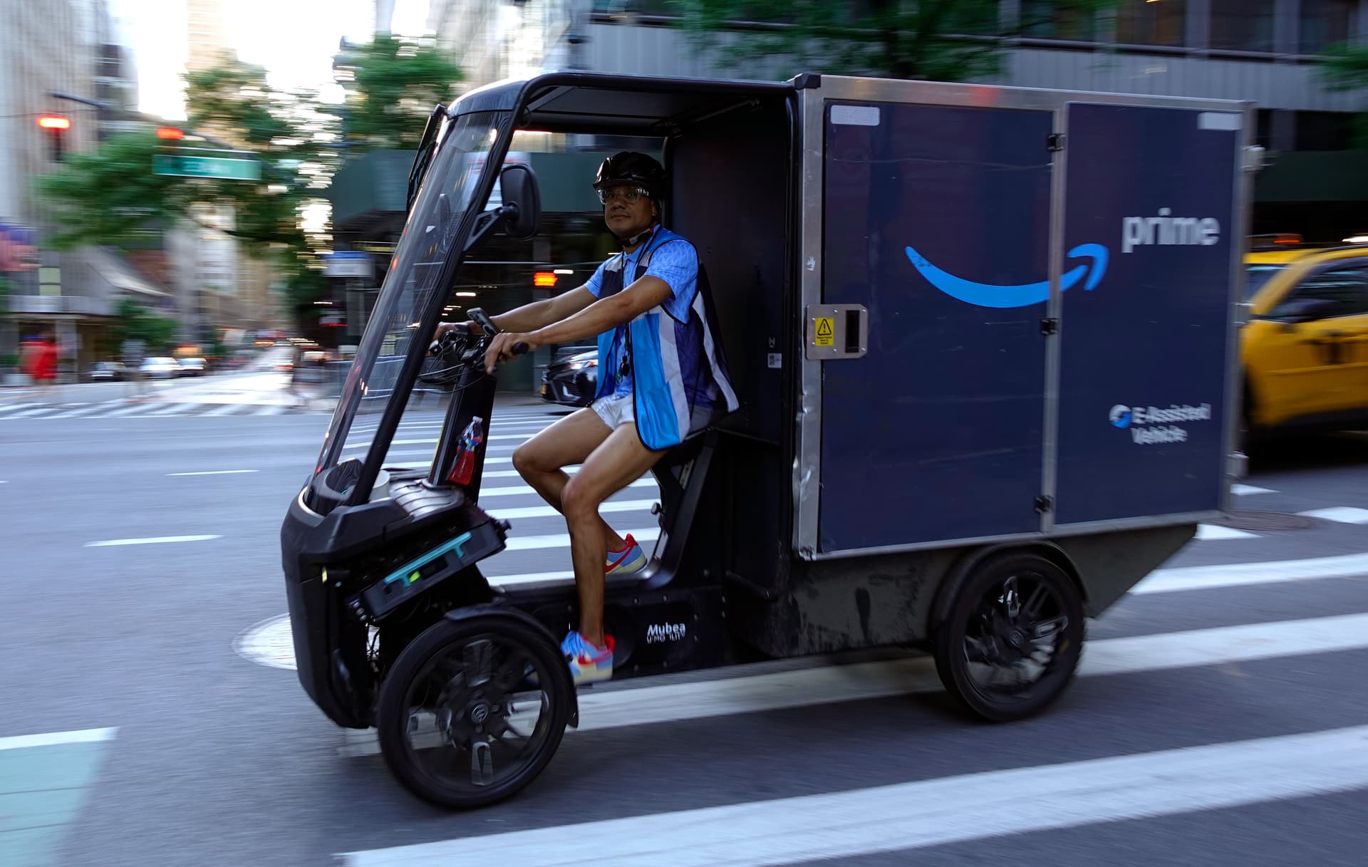 An Amazon delivery vehicle on June 15, 2026, at New York City. 