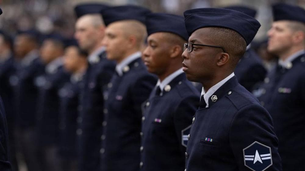 Newly graduated United States Space Force Guardians stand in formation during their Basic Military Training graduation ceremony at Joint Base San Antonio-Lackland, Texas, on December 18, 2025. 