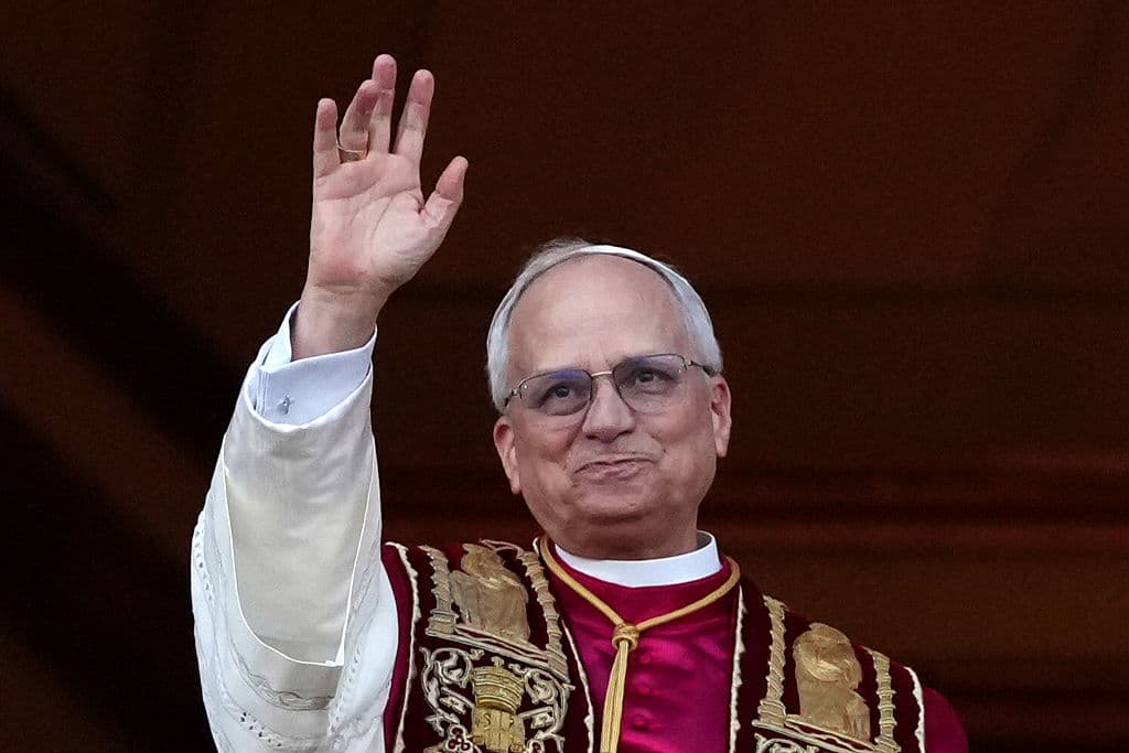 Pope Leo XIV on May 8, 2025 at Vatican City, Vatican.