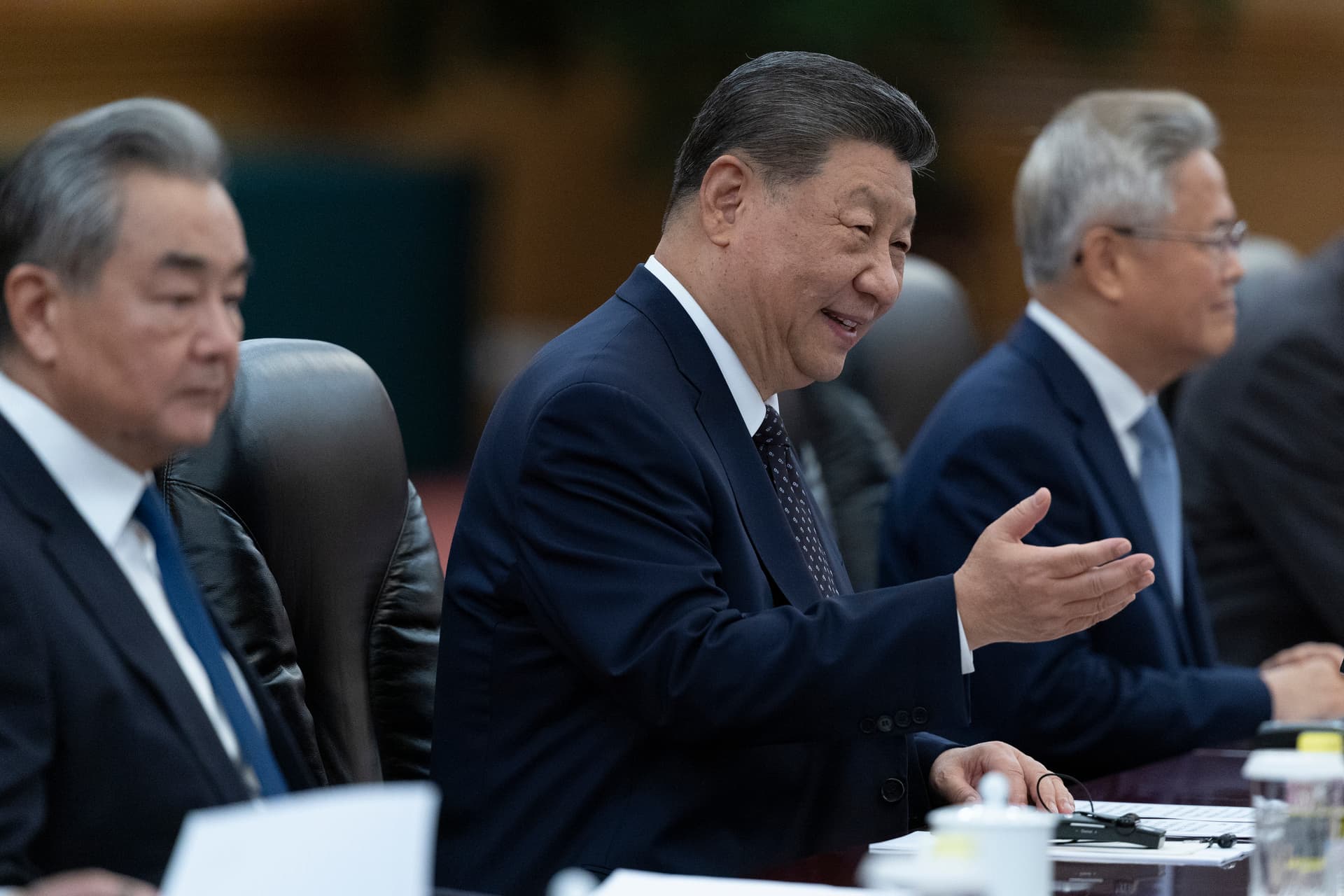 President Xi Jinping attends a bilateral meeting at the Great Hall of the People on August 24, 2026 at Beijing, China. 