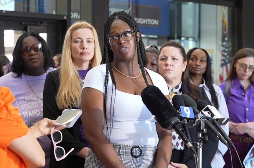 Keshia Golden is accompanied by public defenders and family at a press conference outside a Chicago courthouse where she accepted a plea deal on August 24, 2026.