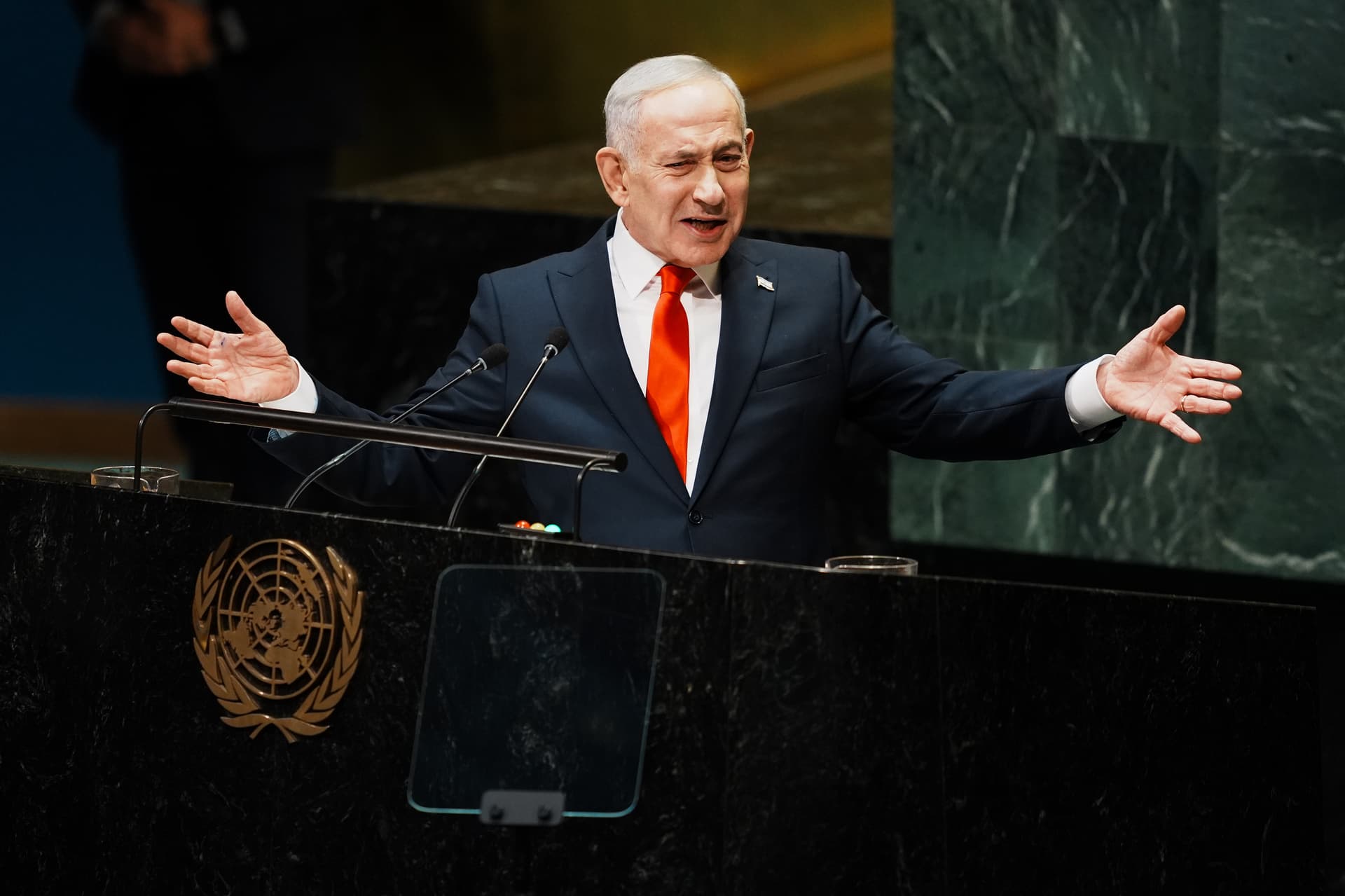 Prime Minister Benjamin Netanyahu speaks during the 81st session of the United Nations General Assembly on September 24, 2026