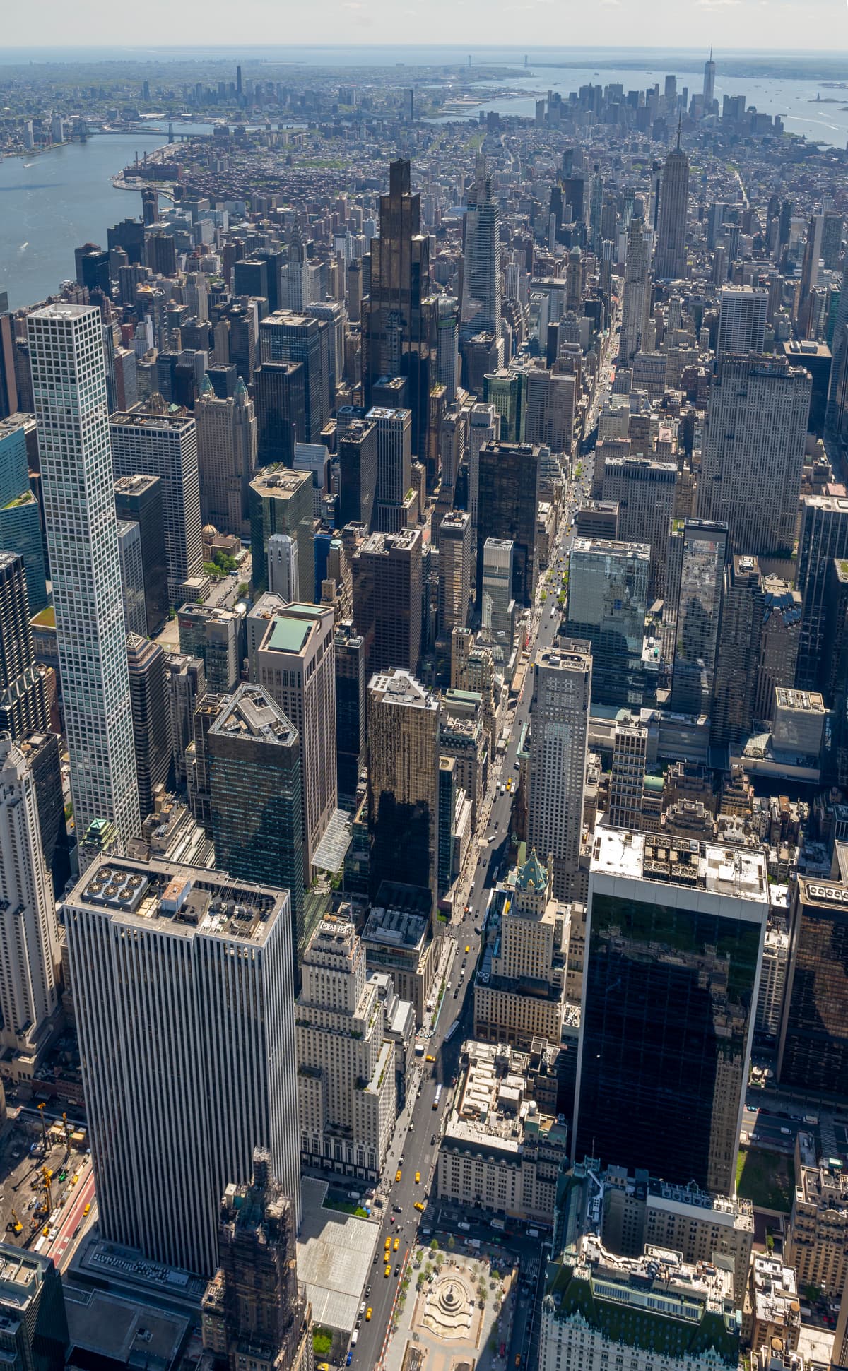 An aerial view of Park Avenue looking south toward lower Manhattan taken on May 1, 2026 at New York City.