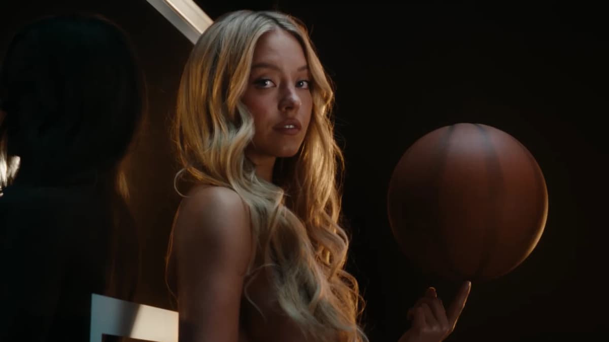 Sydney Sweeney in a sports prediction ad.