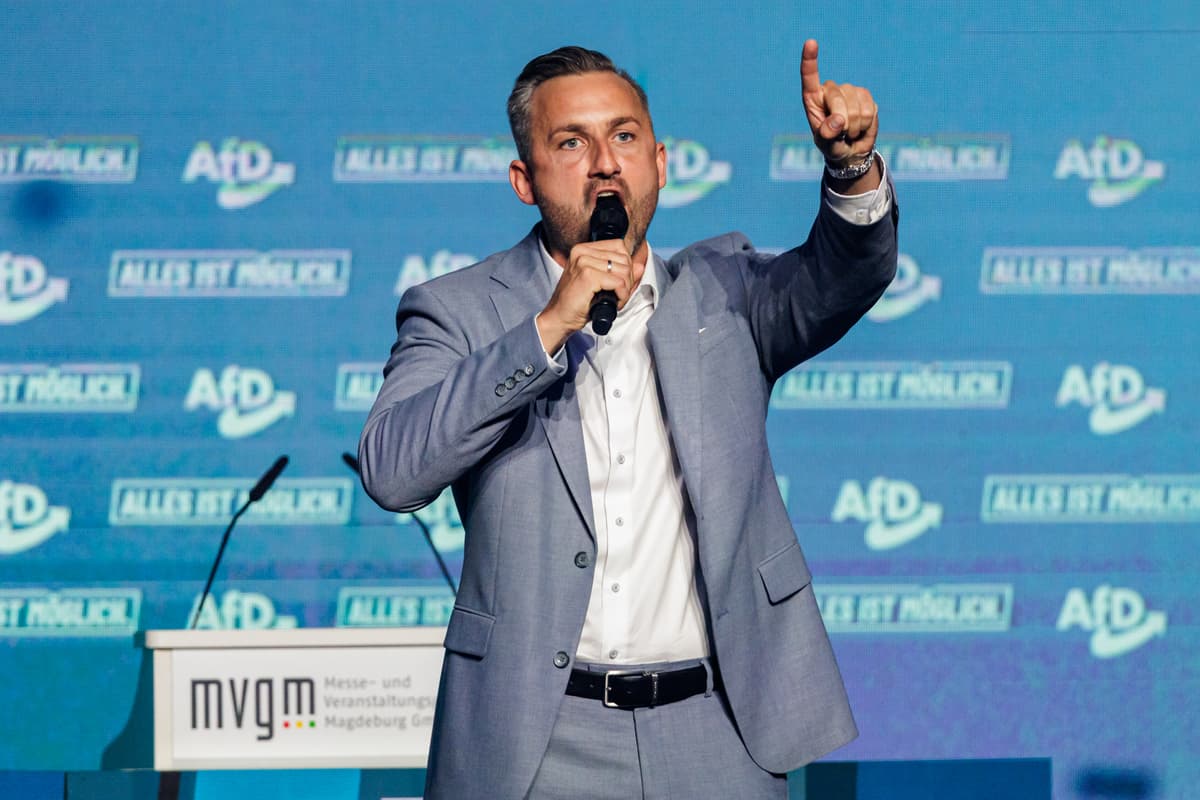 The AfD's Ulrich Siegmund on September 5, 2026 at Magdeburg, Germany. 