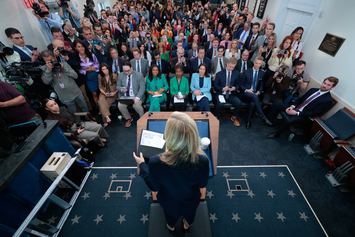 The short-lived White House press secretary, Katie Zacharia, conducts her first and only briefing in the James S. Brady Press Briefing Room of the White House on October 13, 2026.
