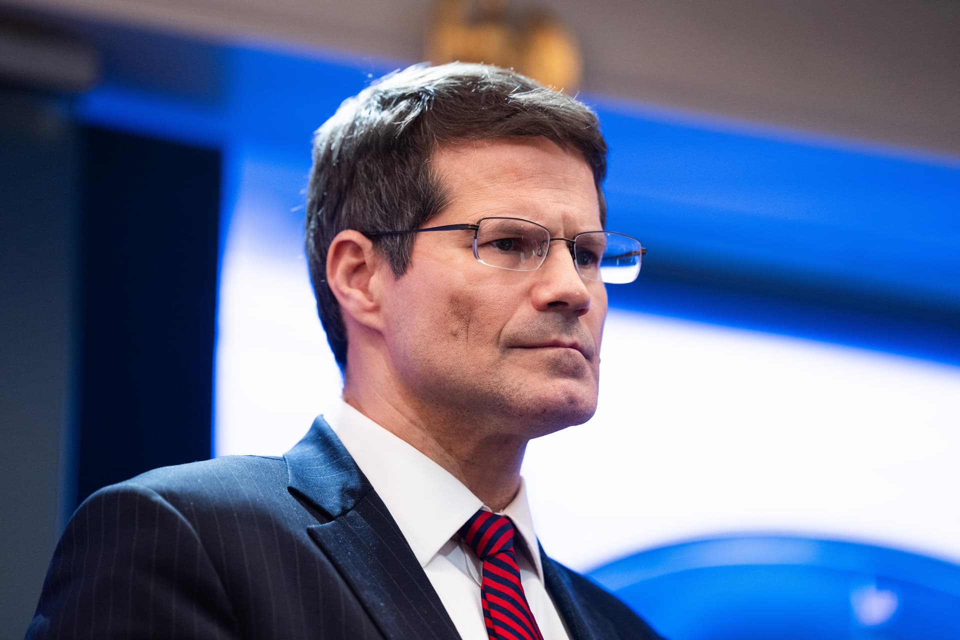 Solicitor General D. John Sauer, seen here during a White House press briefing on February 20, 2026, argues that hormone therapy in federal prisons can “no longer be justified as treatment for gender dysphoria.”