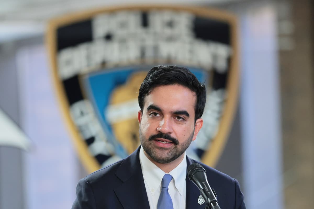 Zohran Mamdani speaks during an unveiling ceremony for a new 9/11 Memorial Wall at One Police Plaza.