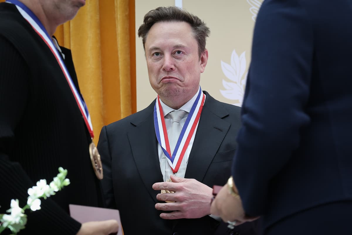 Tesla and SpaceX CEO Elon Musk reacts after being awarded the National Medal of Science during the Golden Age of American Innovation Summit on October 08, 2026 at Washington, D.C. 
