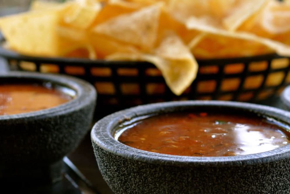 Chips and salsa, a Tex-Mex staple, are shown in a promotional photo for Molina’s Restaurant at Houston, Texas.