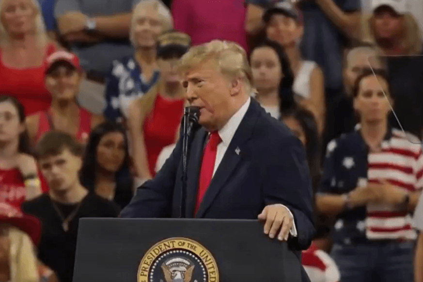 President Trump speaks during a campaign rally at Fort Myers, Florida, on October 23, 2026. 