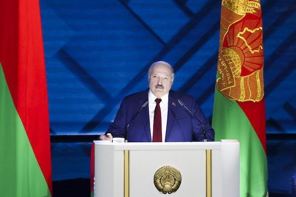President Lukashenko at Minsk, Belarus, January 28, 2022. Pavel Orlovsky/BelTA pool photo via AP