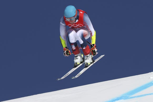 Ryan Cochran-Siegle at the 2022 Winter Olympics, February 8, 2022. AP/Alessandro Trovati