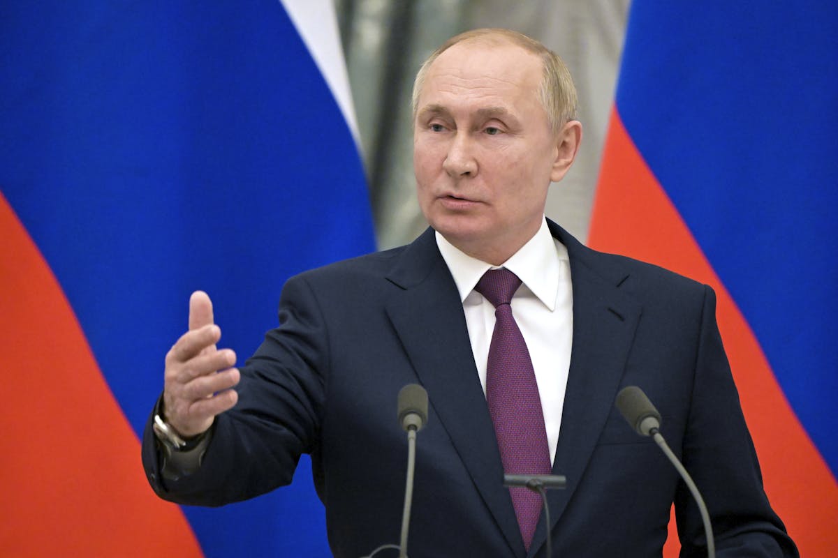 President Vladimir Putin at Moscow.  Sputnik, Kremlin Pool Photo via AP/Sergey Guneev