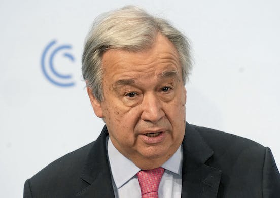 The United Nations secretary-general, Antonio Guterres, at the Munich Security Conference February 18, 2022. AP/Michael Probst