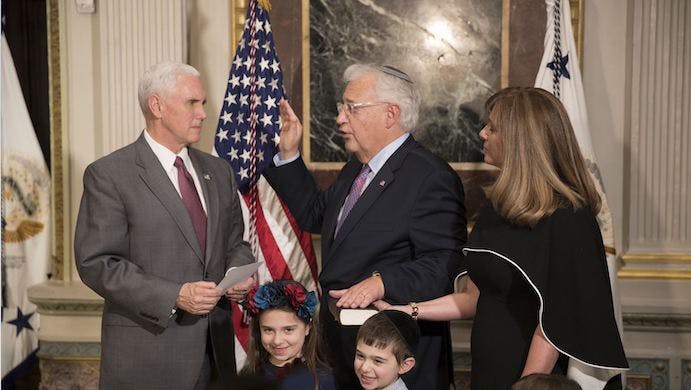 Vice President Pence and Ambassador Friedman. Office of the Vice President
