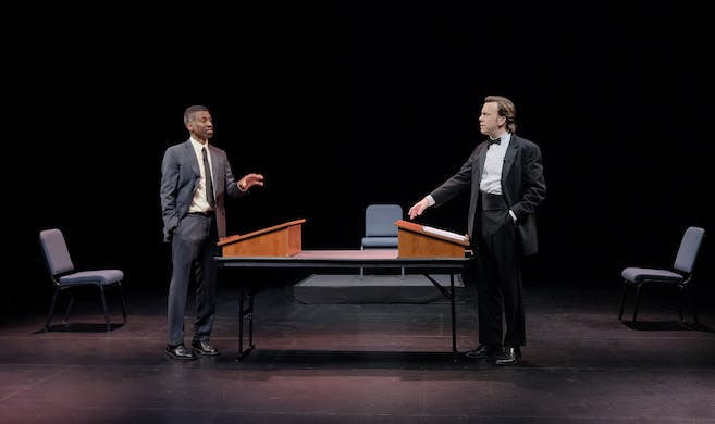 Teagle F. Bougere and Eric T. Miller in the BRiC production of ‘Debate: Baldwin vs. Buckley.’ Antonio M. Rosario