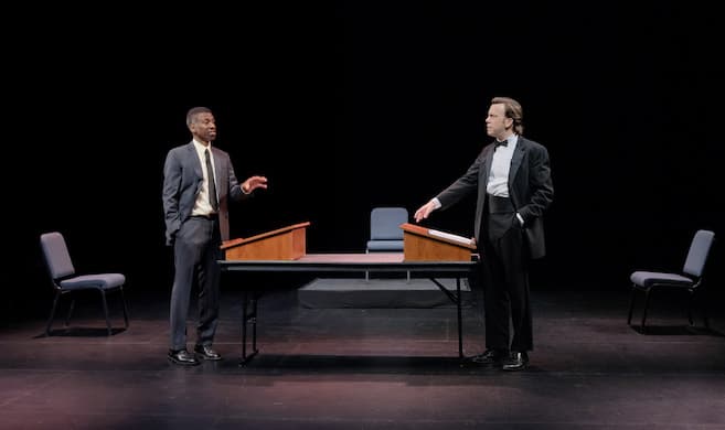 Teagle F. Bougere and Eric T. Miller in the BRiC production of ‘Debate: Baldwin vs. Buckley.’ Antonio M. Rosario