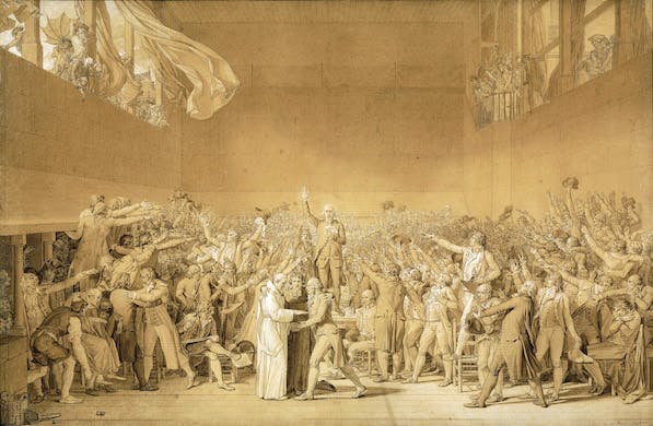 'The Oath of the Tennis Court,' Jacques-Louis David, sketch, 1791. © Château de Versailles, Dist. RMN / © Jean-Marc Manaï, via Wikimedia Commons