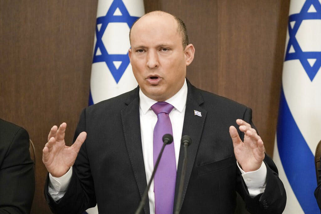 Prime Minister Bennett chairs a cabinet meeting at Jerusalem in February. AP/Tsafrir Abayov, pool