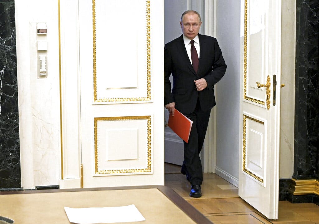 President Putin at Moscow February 25, 2022. Alexei Nikolsky, Sputnik, Kremlin pool photo via AP, file