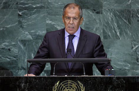 Sergei Lavrov at United Nations headquarters September 21, 2010. AP/Richard Drew, file