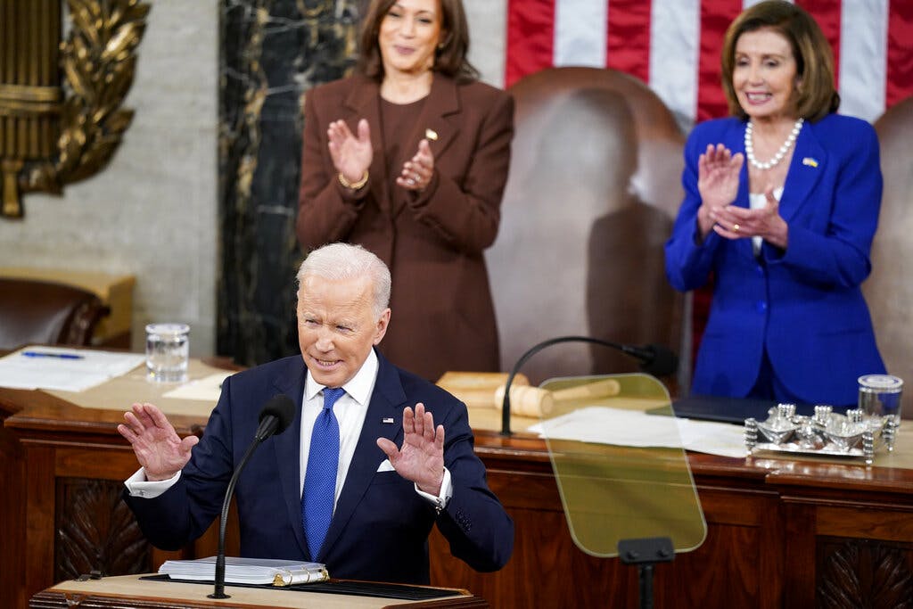President Biden delivers his State of the Union address March 1, 2022. Jabin Botsford, pool via AP