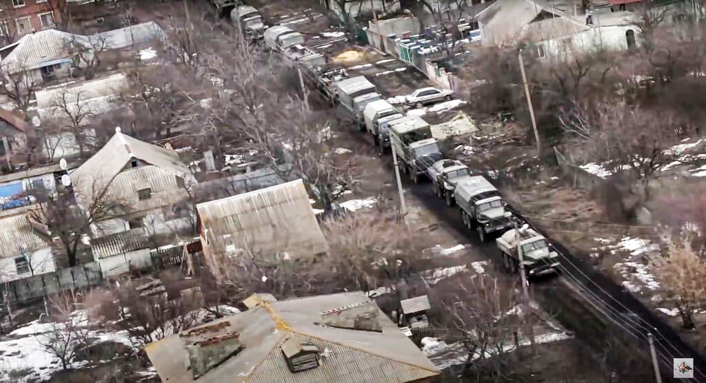 View from the window of a Russian military helicopter as it flies over an undisclosed Ukrainian location March 3, 2022. Russian Defense Ministry Press Service via AP The New York Sun