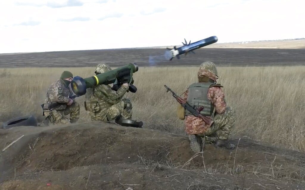 Ukrainian soldiers during military exercises in January. AP/Ukrainian Defense Ministry Press Service, File