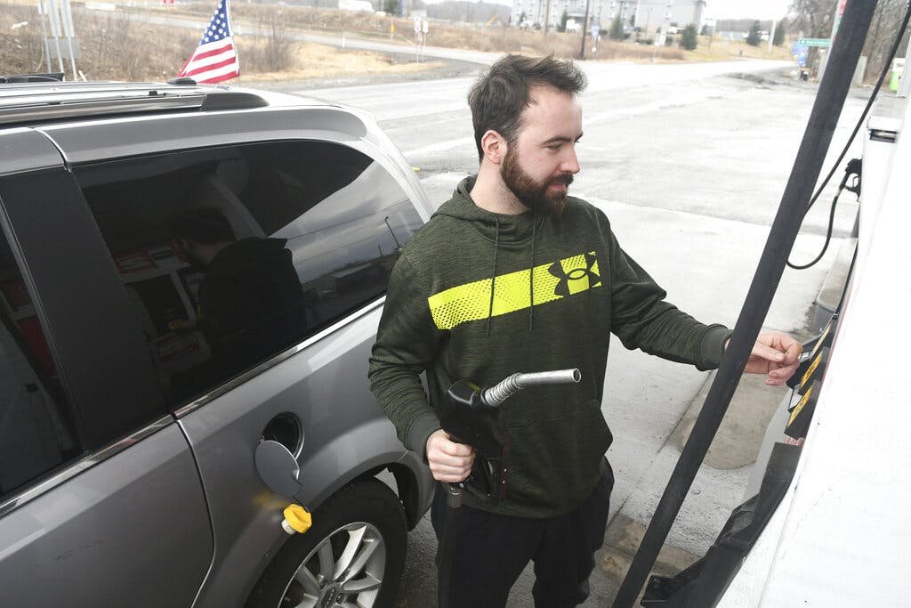 Buying gas at the Conoco gas station near Mahanoy City, Pennsylvania on March 6, 2022. AP/Jacqueline Dormer/Republican-Herald 