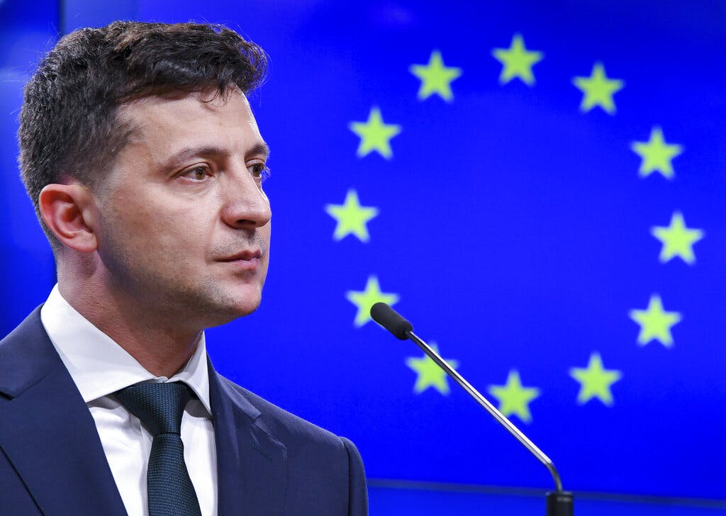 President Zelensky at the Europa building at Brussels in June 2019. AP/Riccardo Pareggiani, file