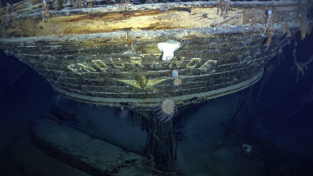 The stern of the wreck of Endurance, polar explorer's Ernest Shackleton's ship. AP/Falklands Maritime Heritage Trust/National Georgraphic