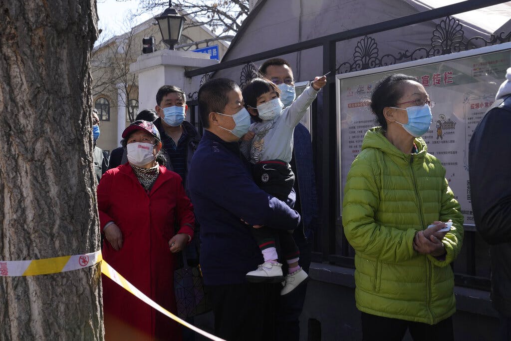 Residents line up for COVID testing on Monday, March 14, at Beijing. AP Photo/Ng Han Guan