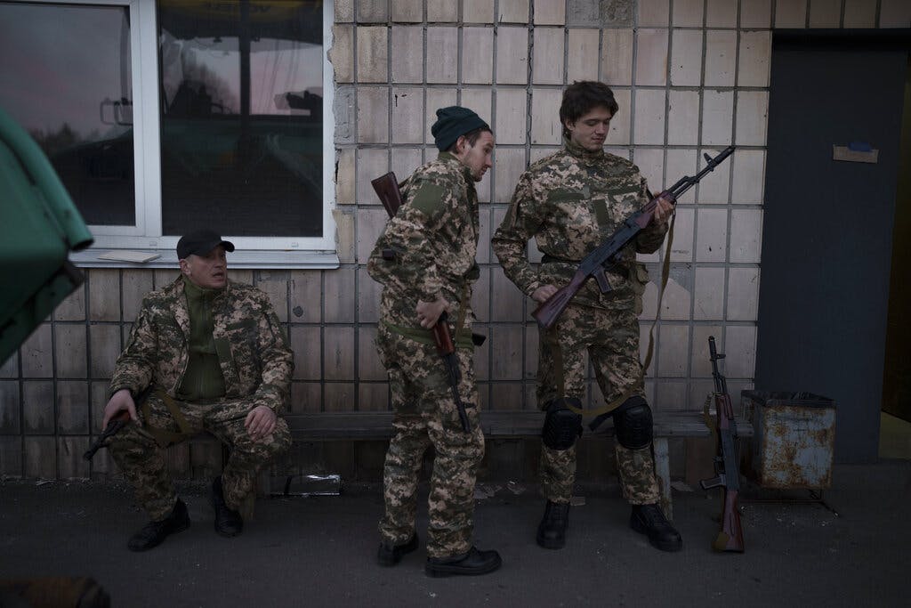 A training camp of the Ukrainian Territorial Defense Forces. AP Photo/Felipe Dana