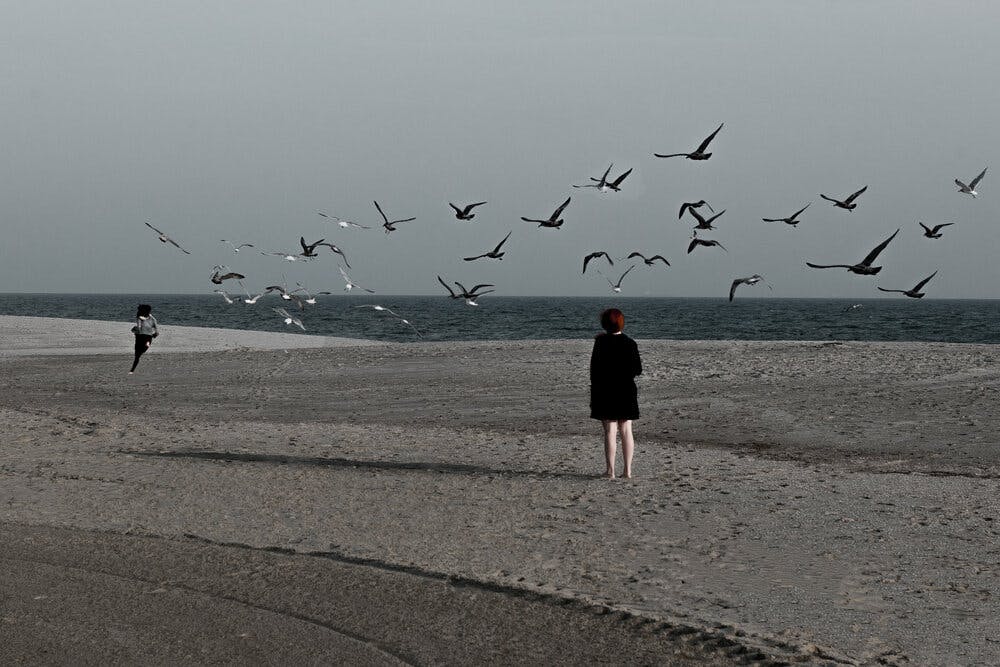 'Birds, Two Women, Atlantic Beach, NY, 2020.' (c) James M. Peaslee