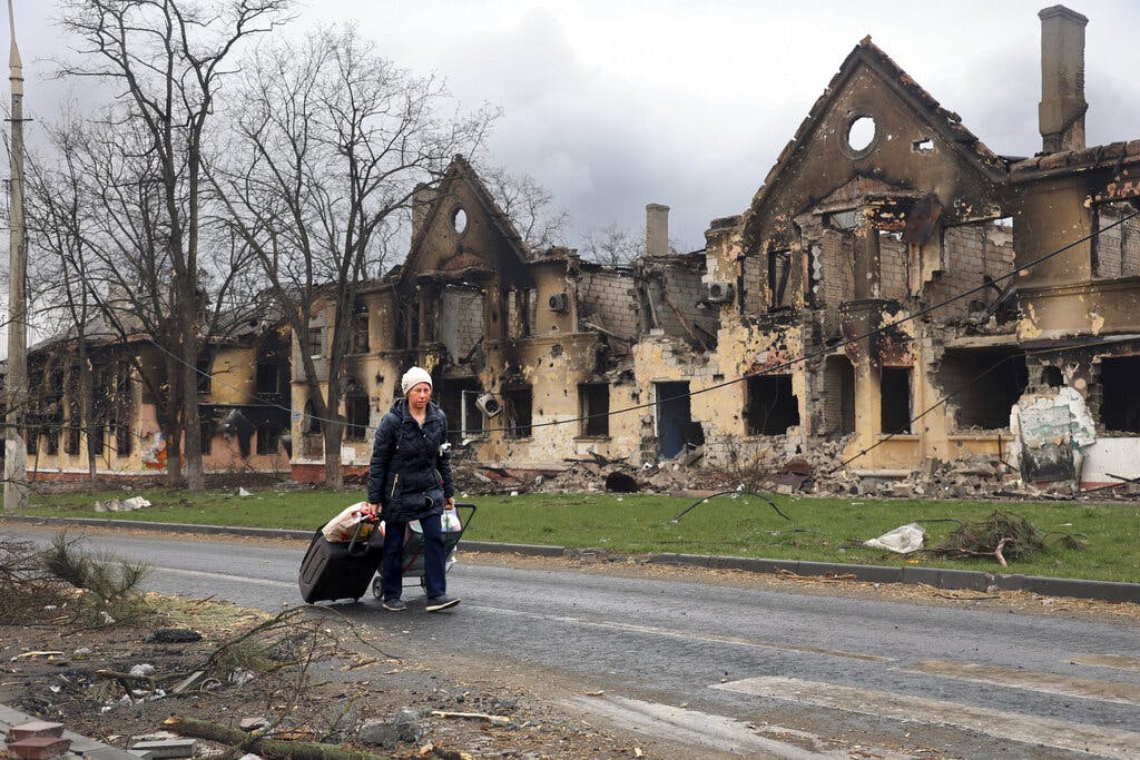 Houses damaged during fighting at eastern Mariupol April 8, 2022. AP/Alexei Alexandrov, file