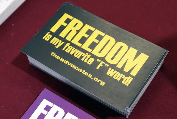 Stickers handed during the National Libertarian Party Convention in May 2016. AP/John Raoux