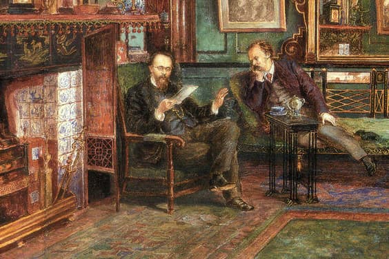 'Dante Gabriel Rossetti; Theodore Watts-Dunton,' detail, by Henry Treffry Dunn, 1882. Wikimedia commons